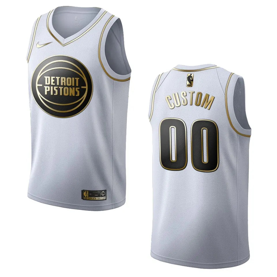 nike Pistons White Custom Jersey