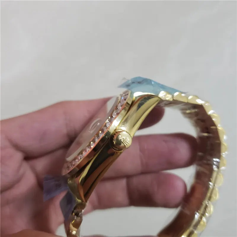Rolex Silver Diamond Gold Watch - Hình 4
