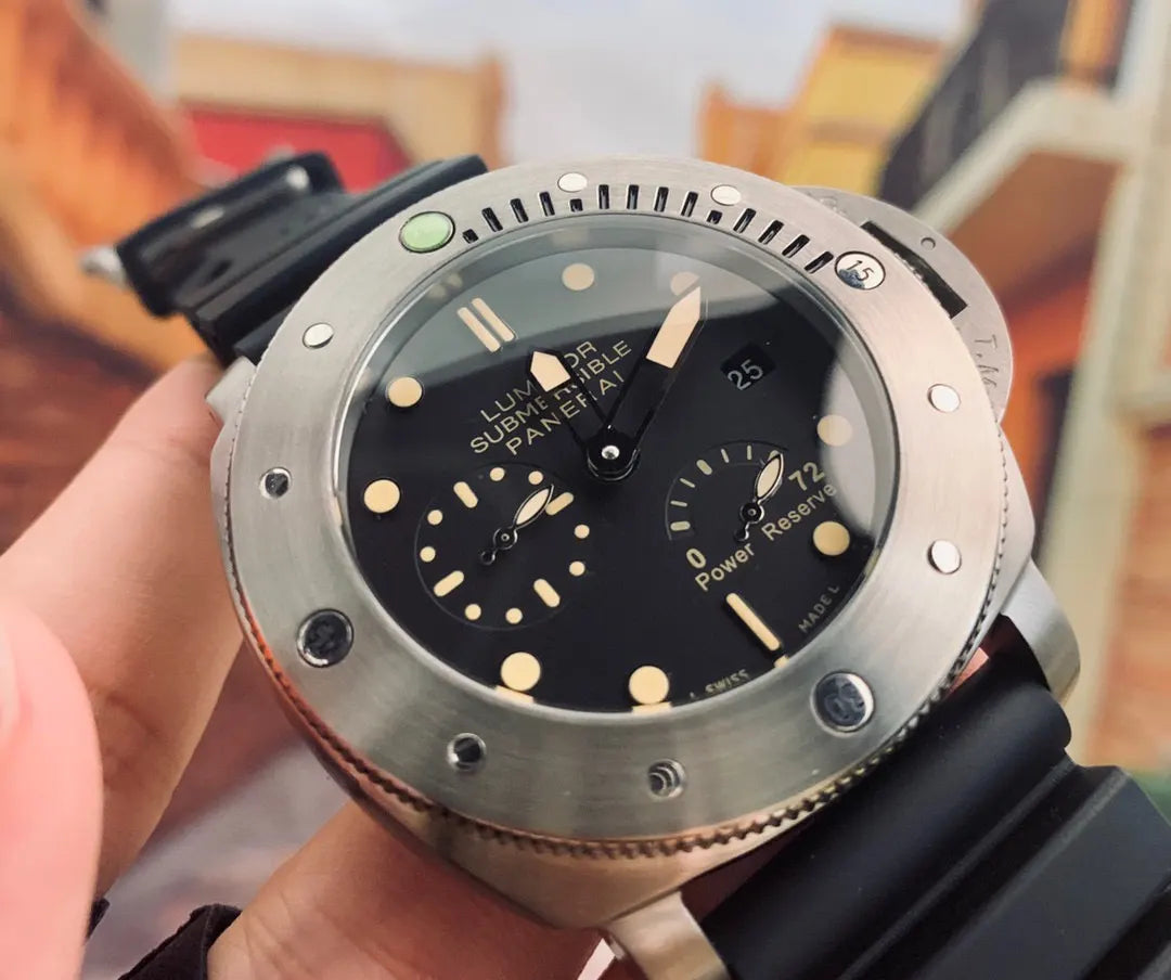 submersible Panerai Black Dial Rubber Strap - Hình 5