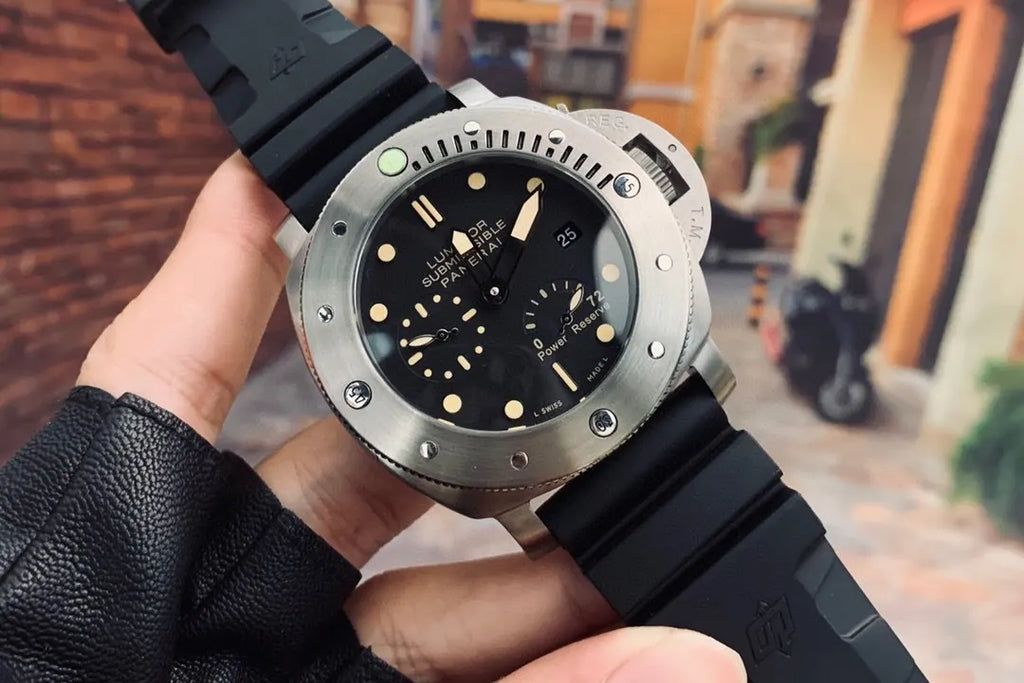 submersible Panerai Black Dial Rubber Strap - Hình 7