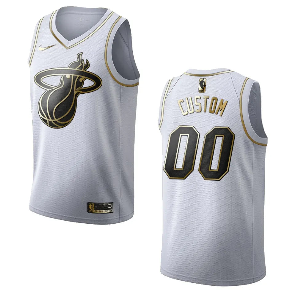 Heat White Golden Custom Jersey