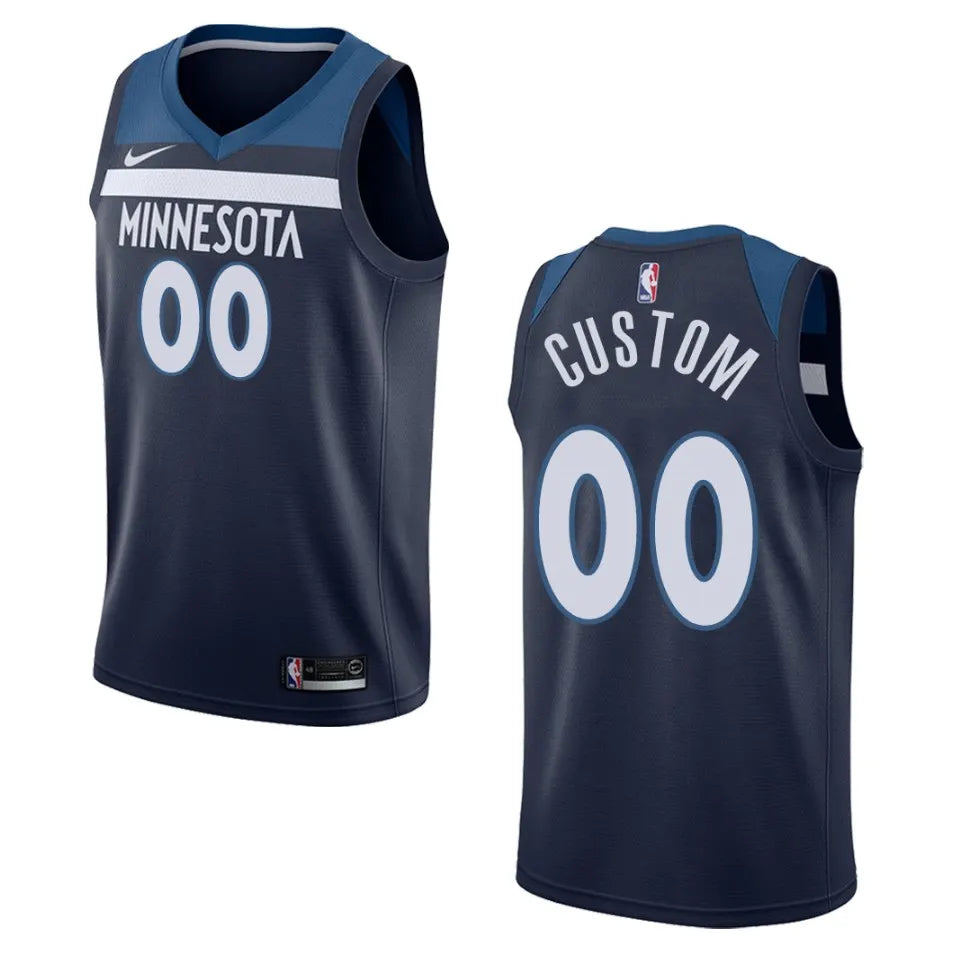 nike personalized Timberwolves Navy Custom Jersey
