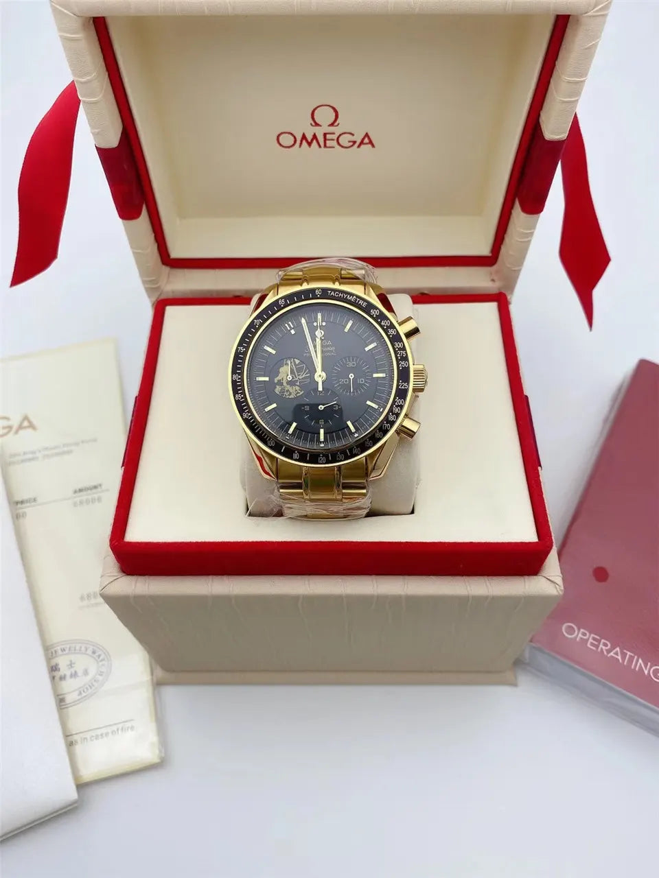 speedmaster Omega Gold Black Dial