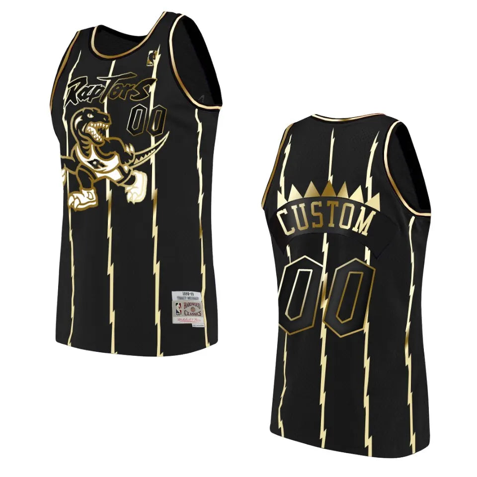 mitchell Raptors Black & Gold Custom Jersey