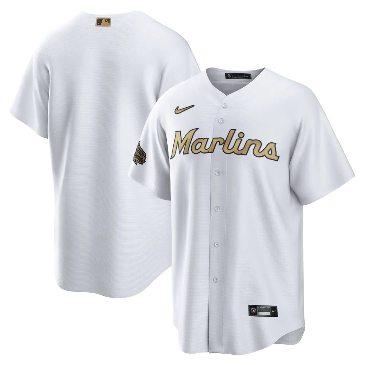 Marlins White Jersey Gold Trim
