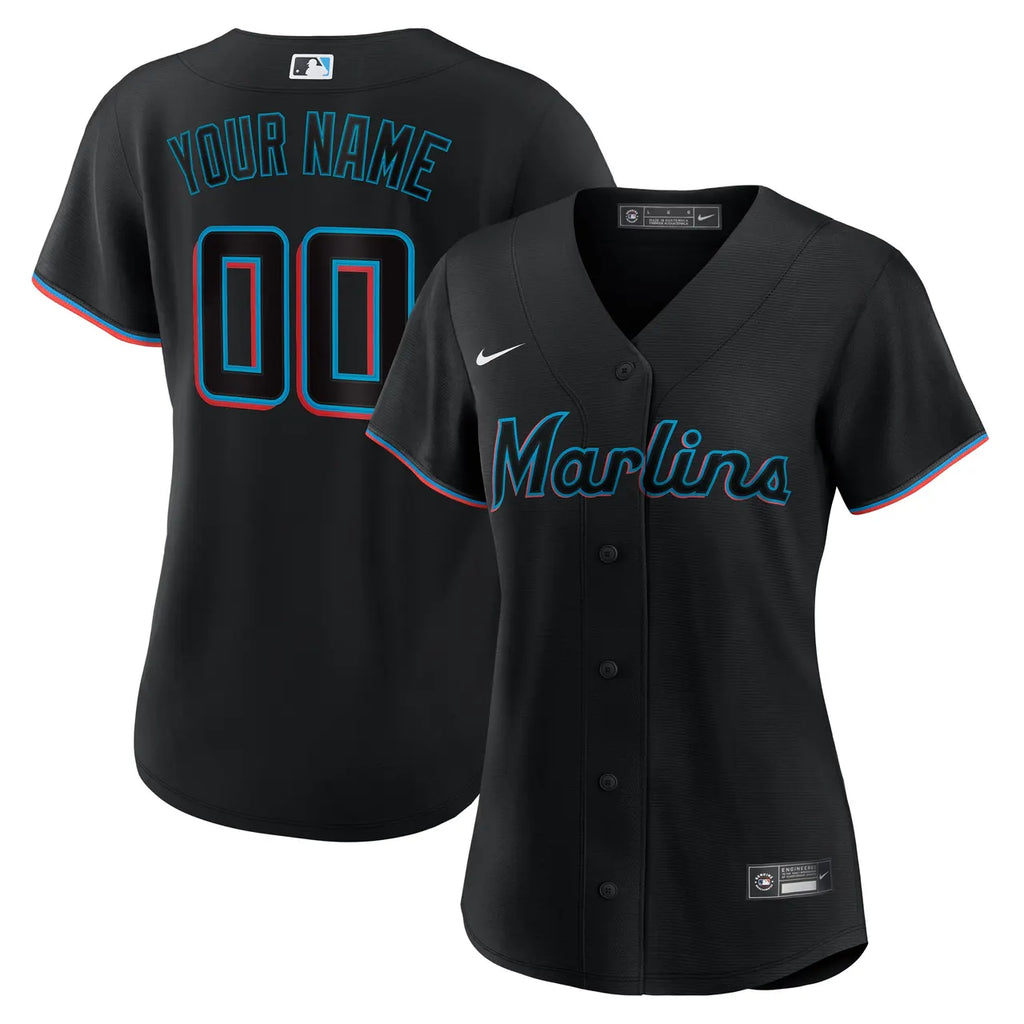 Nike Black Marlins Custom Jersey