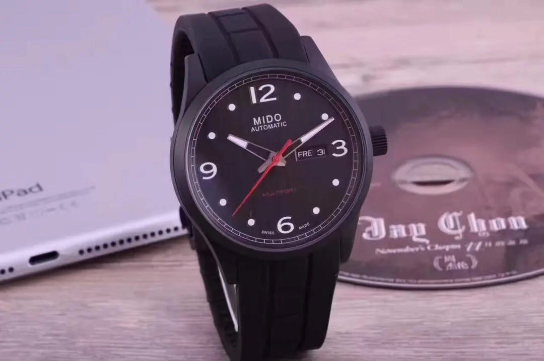 Mido Black Rubber Automatic Watch - Hình 3