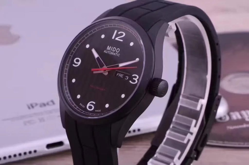 Mido Black Rubber Automatic Watch - Hình 2