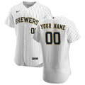 nike custom Brewers White Pinstripe Jersey