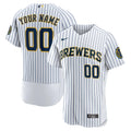 nike mlb Brewers White Pinstripe Jersey