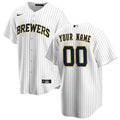 Brewers White Pinstripe Custom Jersey