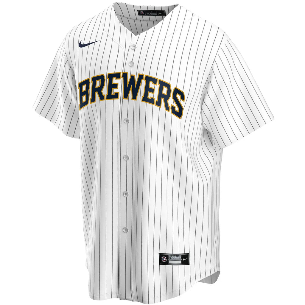 Brewers White Pinstripe Custom Jersey - Hình 3