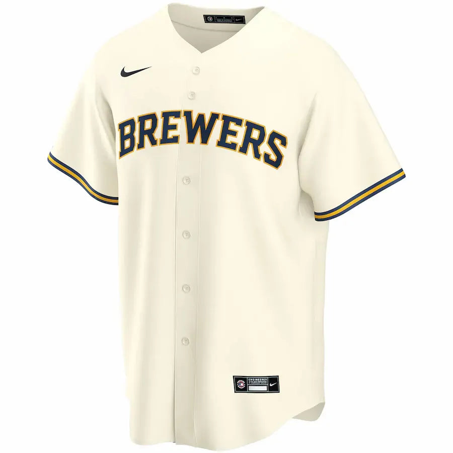nike personalized Brewers Cream Custom Jersey - Hình 2