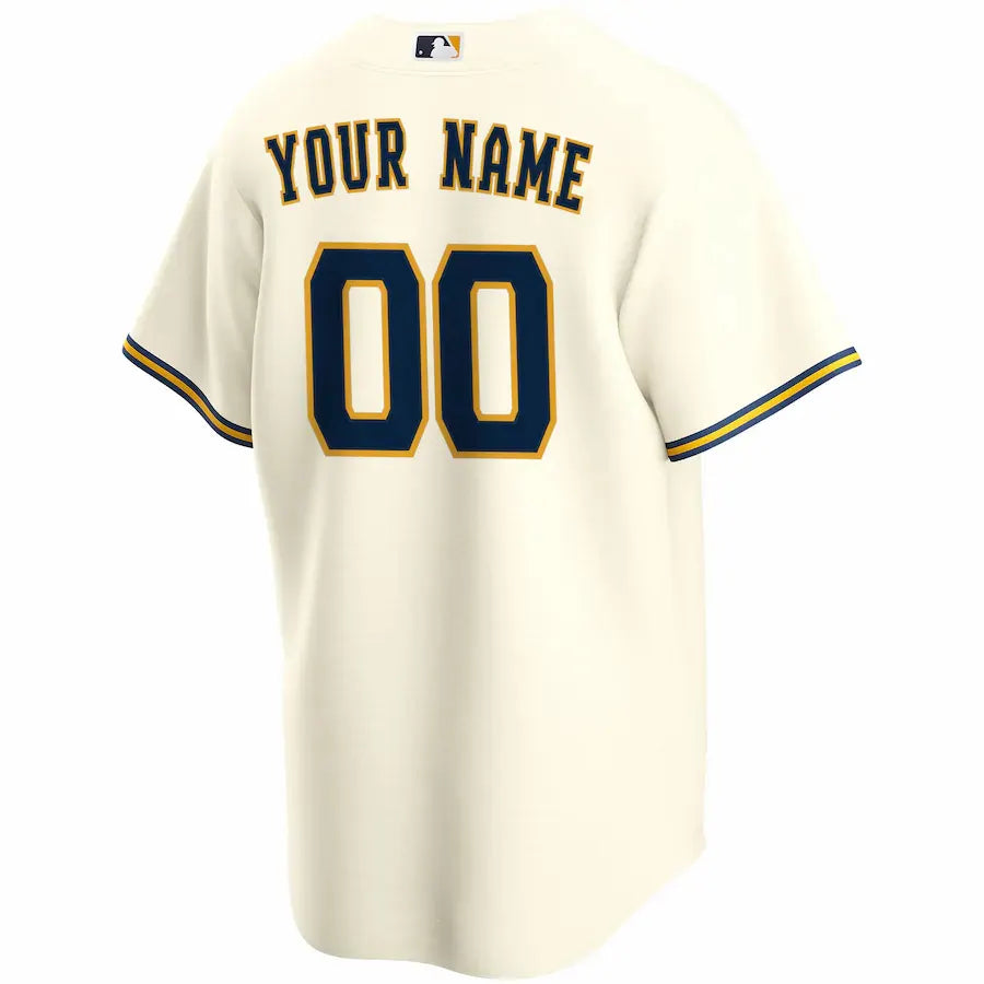 nike personalized Brewers Cream Custom Jersey - Hình 3