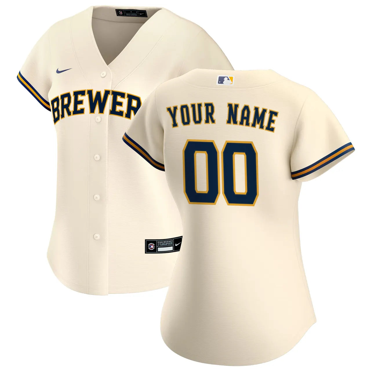 nike mlb Brewers Cream Custom Jersey