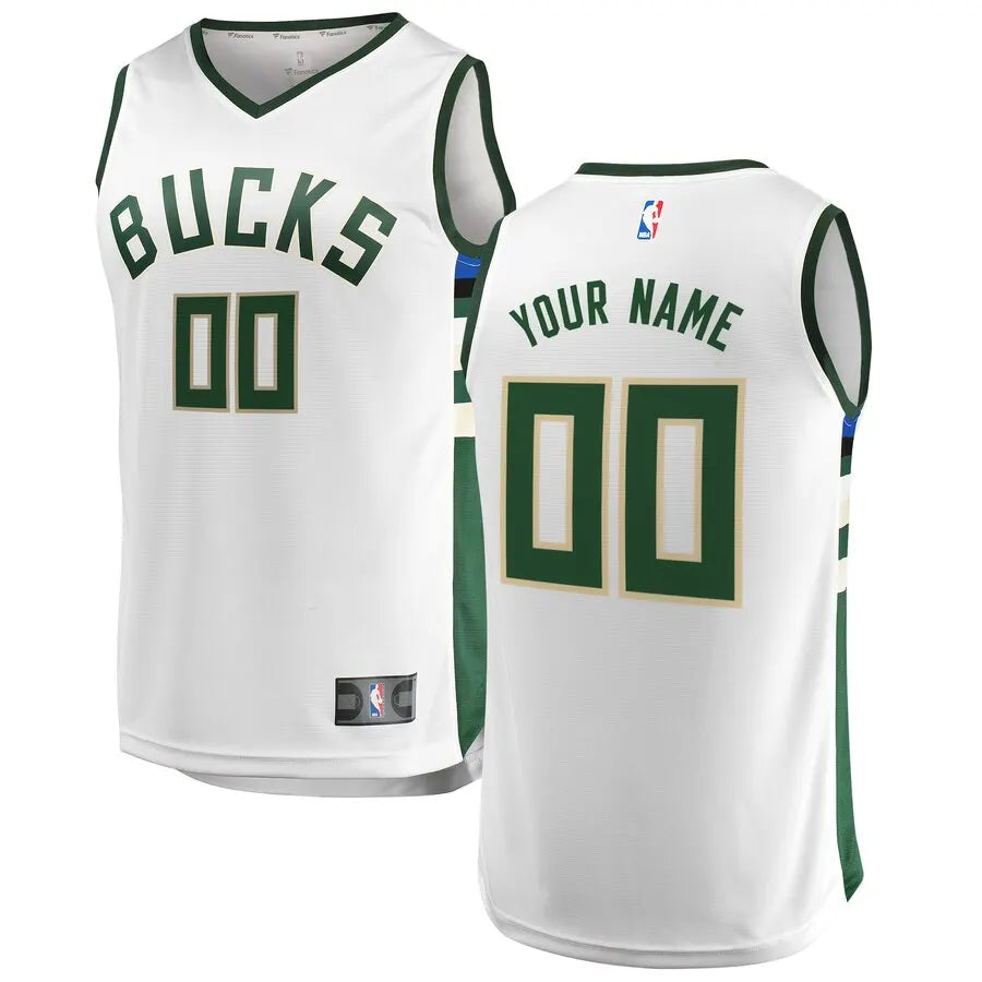 personalize Fanatics Bucks White Custom Jersey