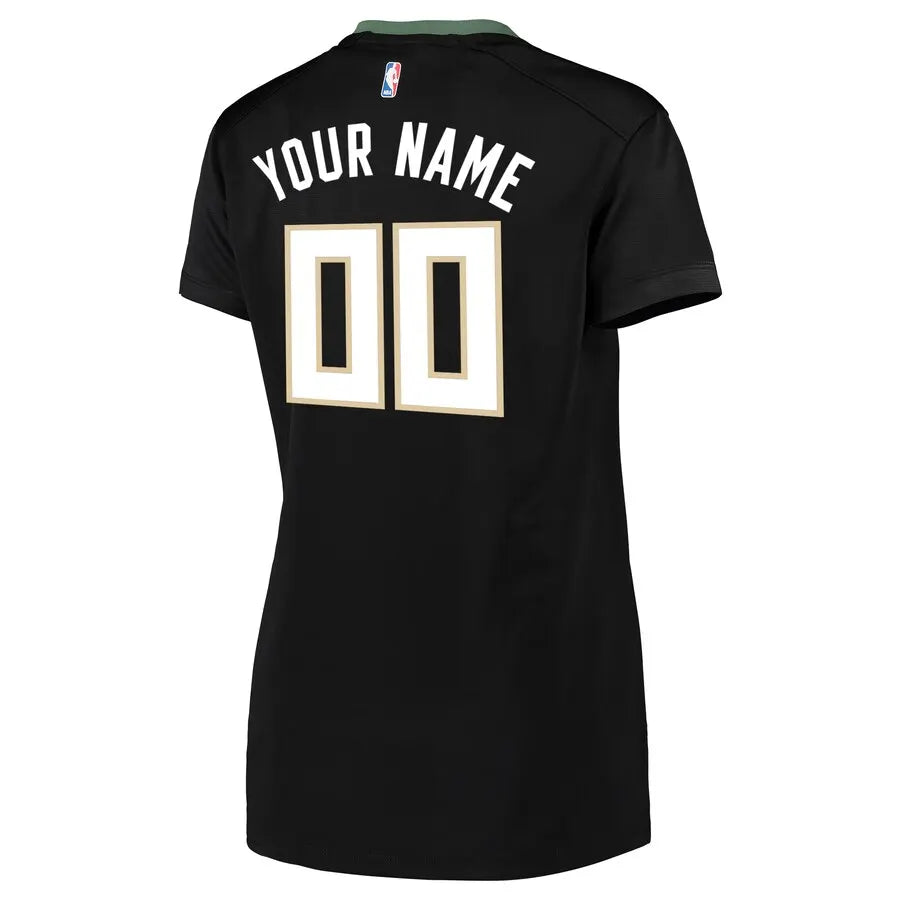 Bucks Black Custom Jersey fanatics - Hình 3