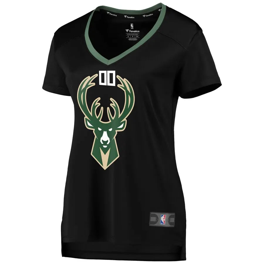 Bucks Black Custom Jersey fanatics - Hình 2