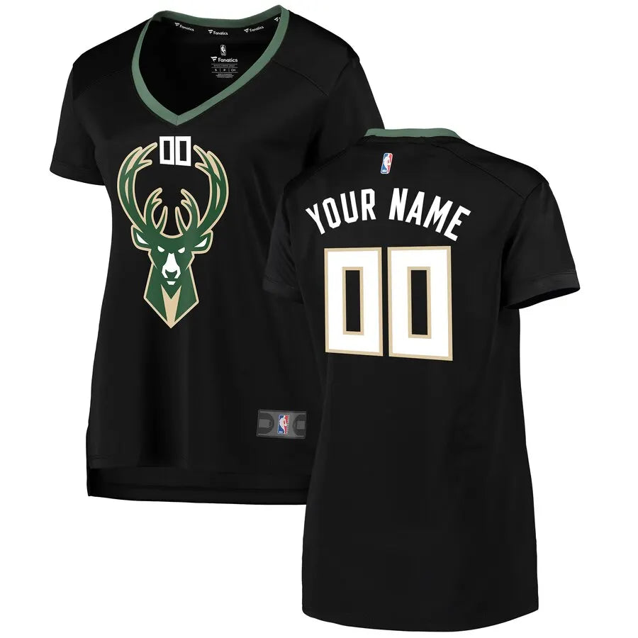 Bucks Black Custom Jersey fanatics