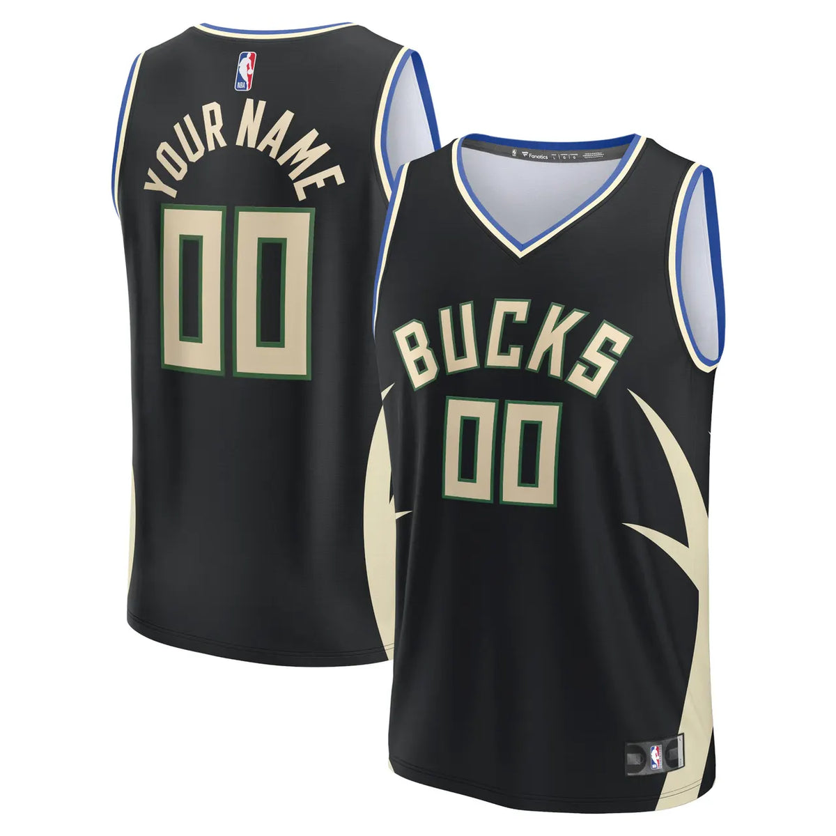 statement Fanatics Bucks Black Custom Jersey - Hình 2
