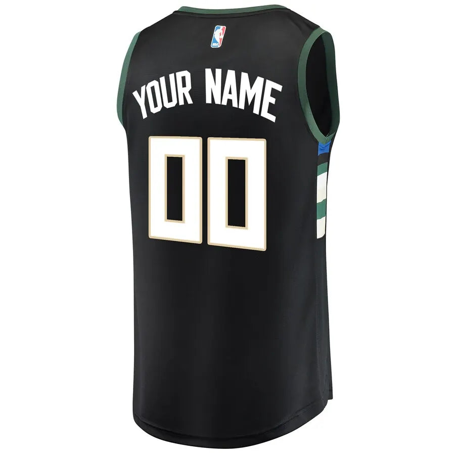 Bucks Black Custom Jersey fanatics - Hình 2