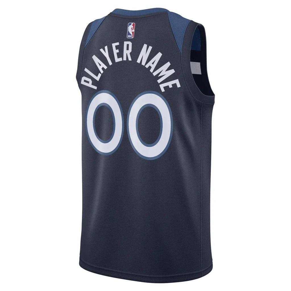 nike edition Timberwolves Navy Custom Jersey - Hình 4