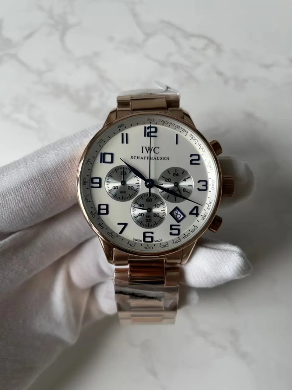 IWC White Dial Steel Chronograph - Hình 2