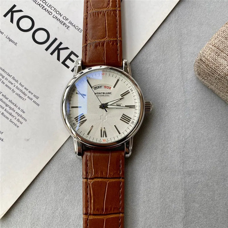 Montblanc Brown Leather Silver Dial