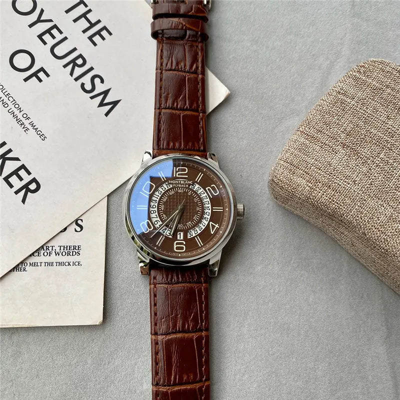 Montblanc Brown Leather Watch - Hình 5