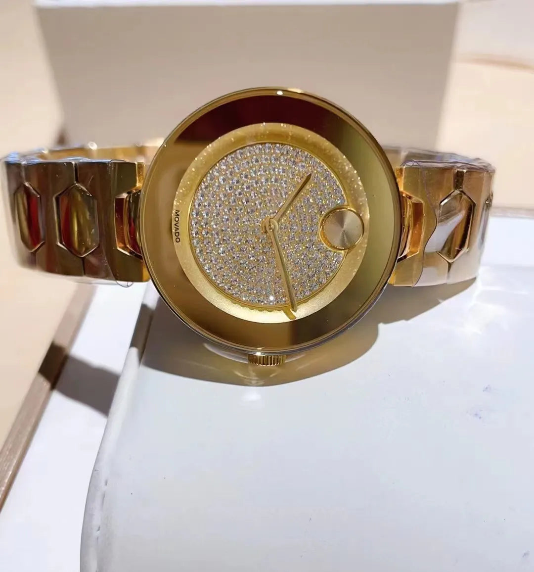 pave Movado Gold Diamond Watch