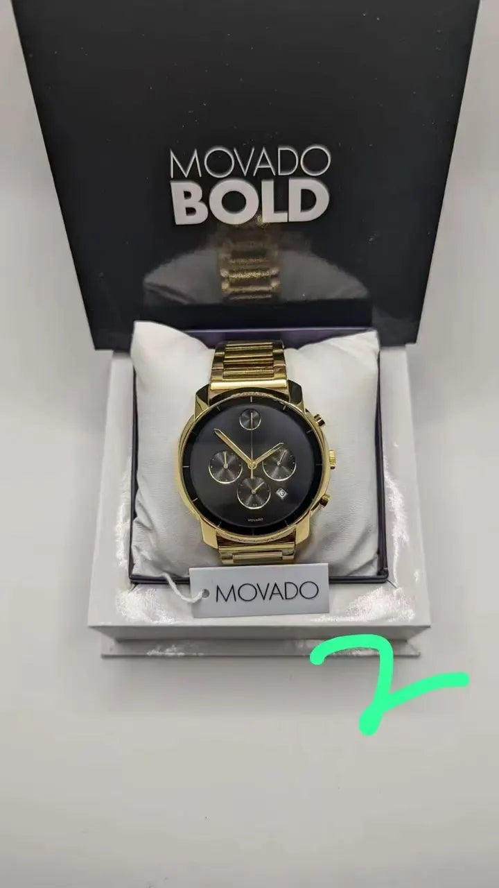 bold Movado Gold Chronograph