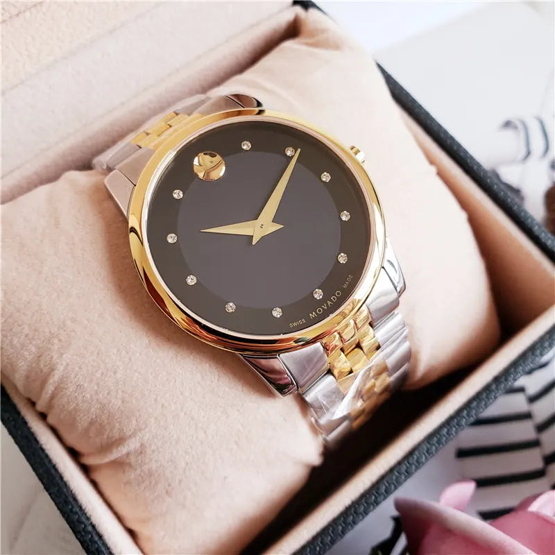 Movado Black Dial Two-Tone
