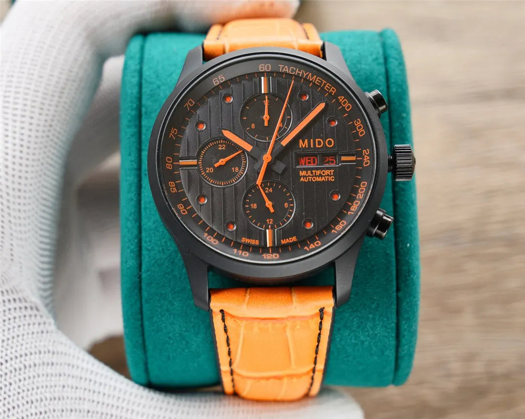 multifort Mido Black Orange Chronograph