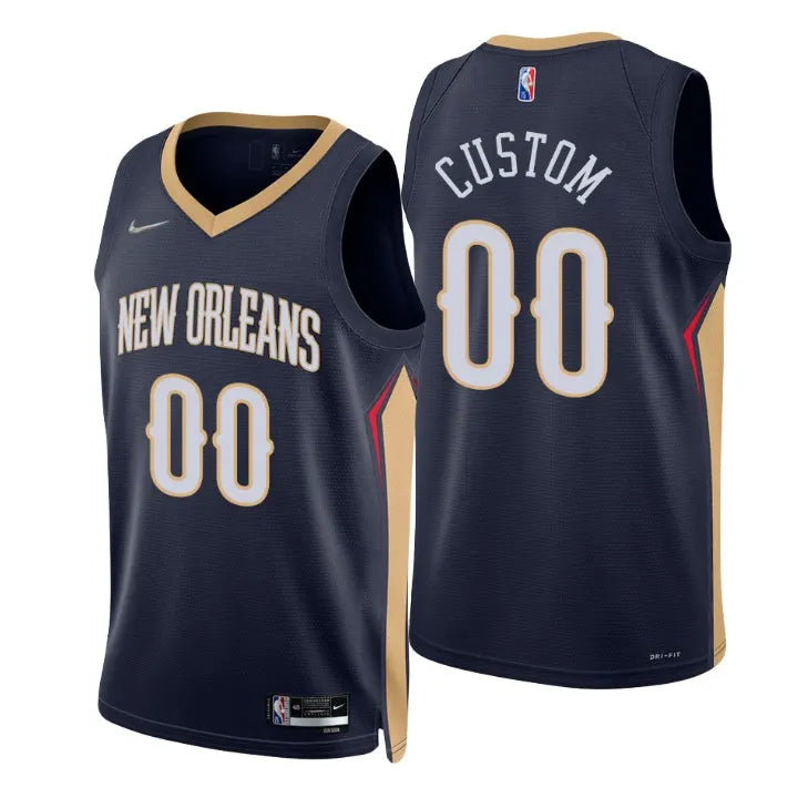 Pelicans Navy Custom Jersey nike icon
