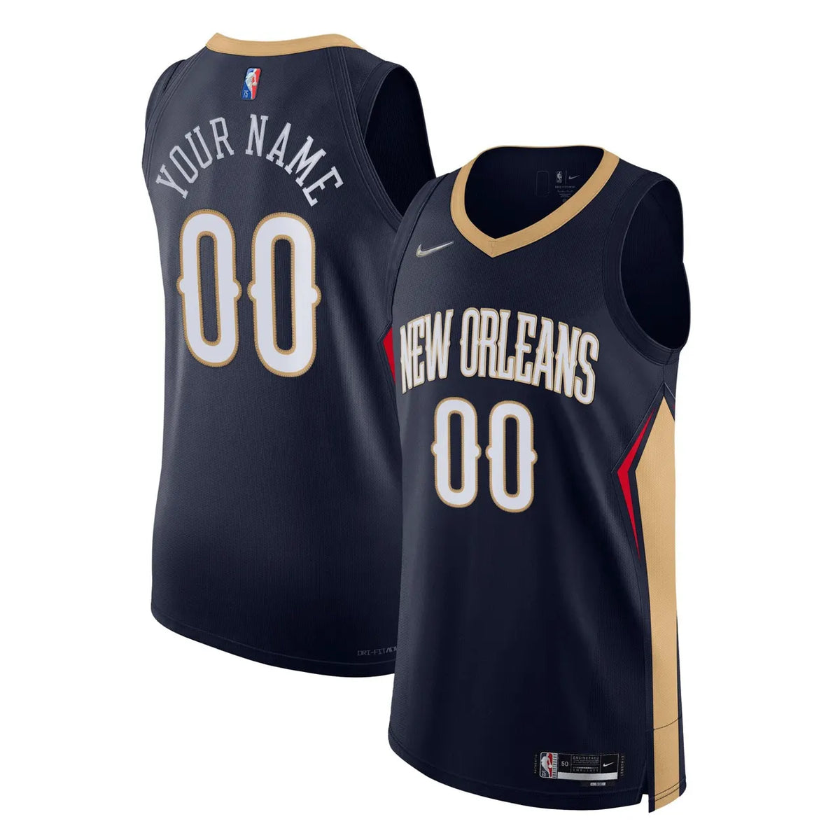 nike icon Pelicans Navy Custom Jersey - Hình 2
