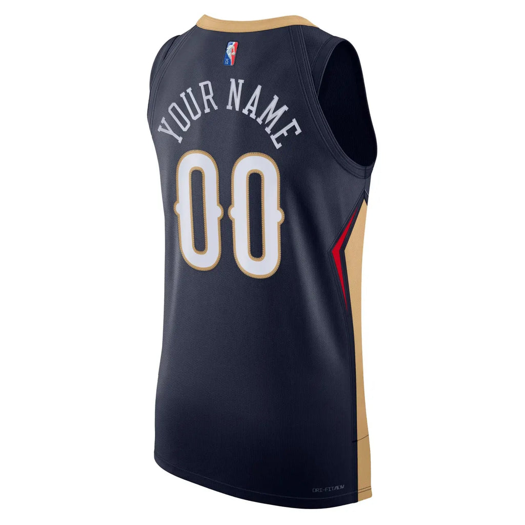 nike icon Pelicans Navy Custom Jersey - Hình 4