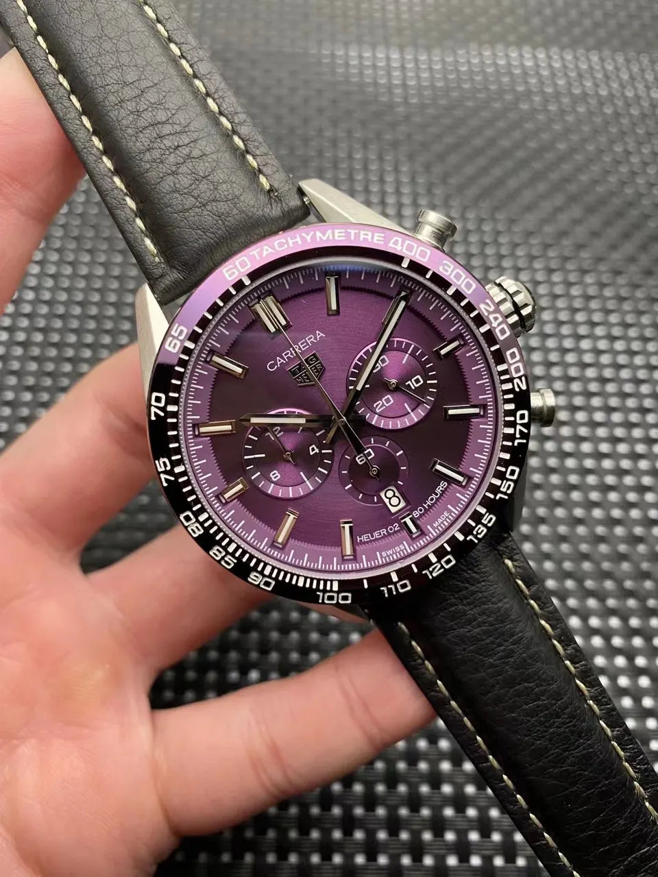 black Tag Heuer Carrera Purple Dial - Hình 3