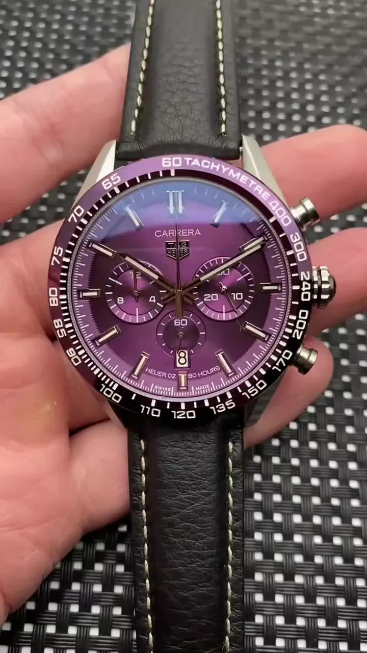black Tag Heuer Carrera Purple Dial