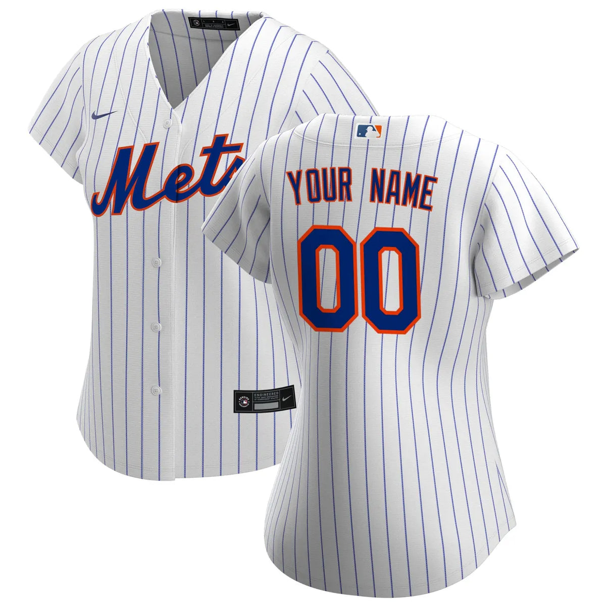 nike Mets White Pinstripe Custom Jersey