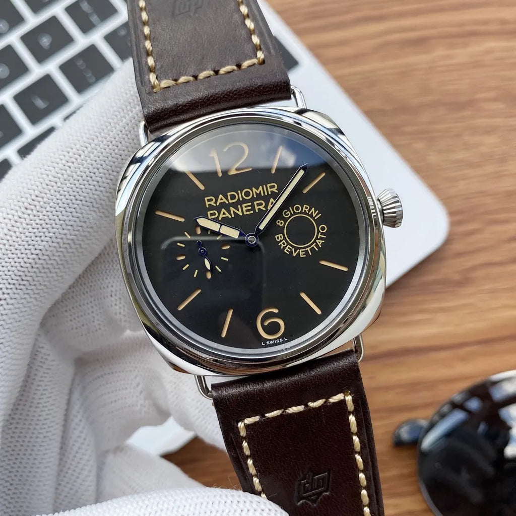 brown Panerai Radiomir Black Dial