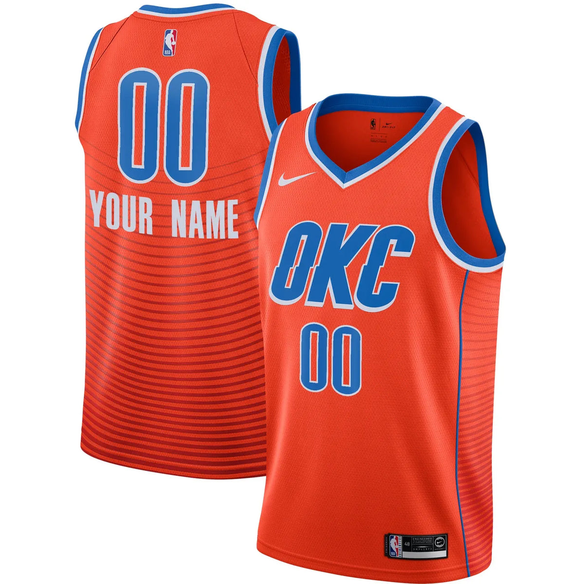 custom Nike OKC Thunder Orange Jersey