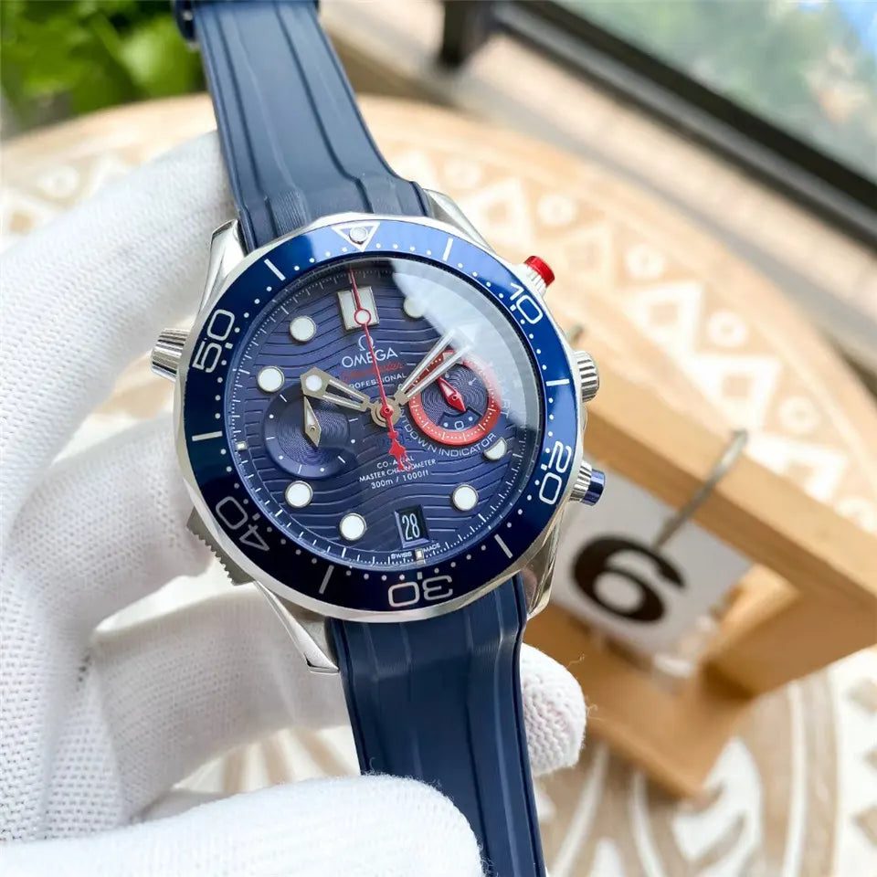 Omega Blue Chronograph Rubber seamaster