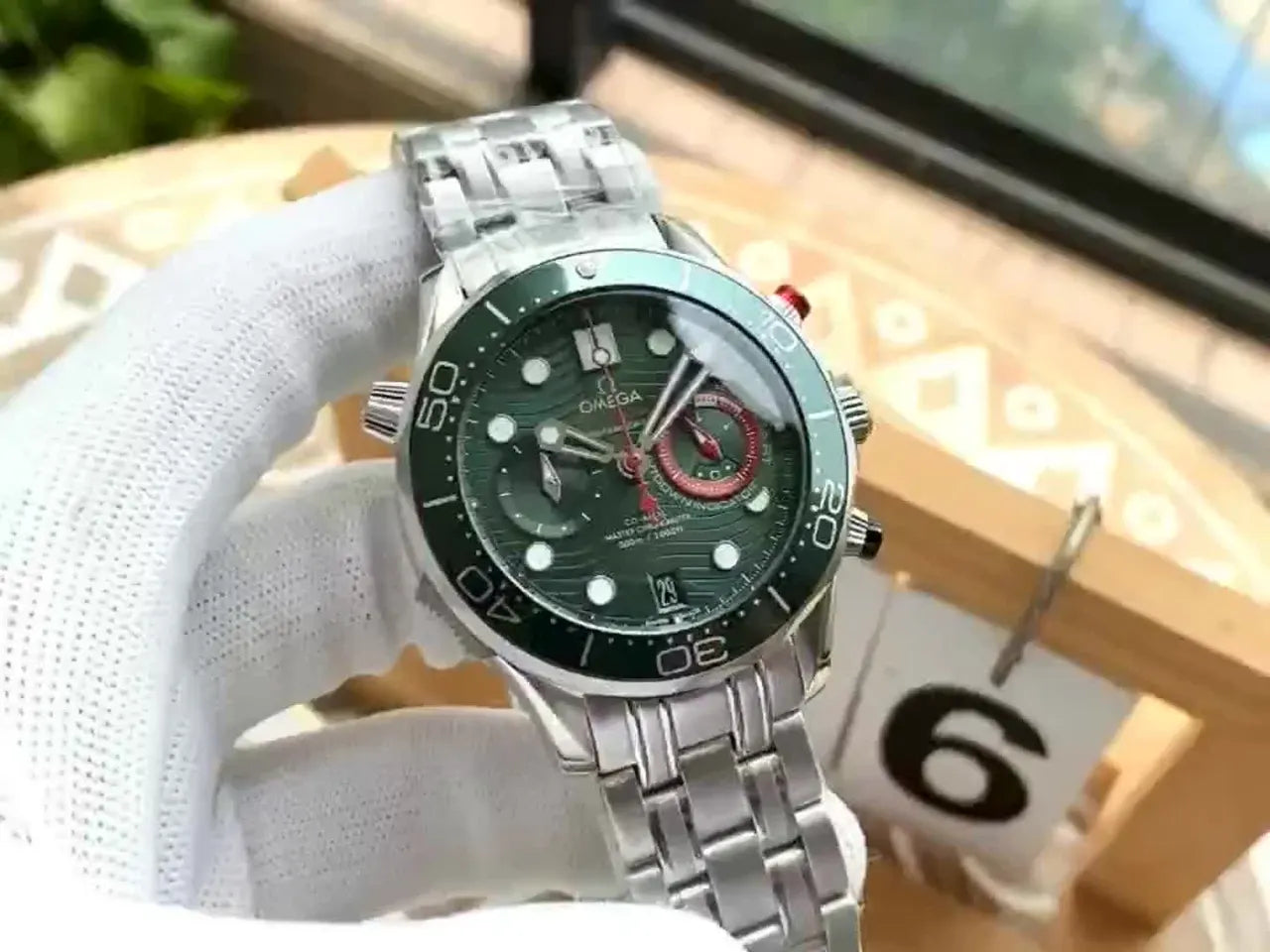 Omega Green Chronograph Steel
