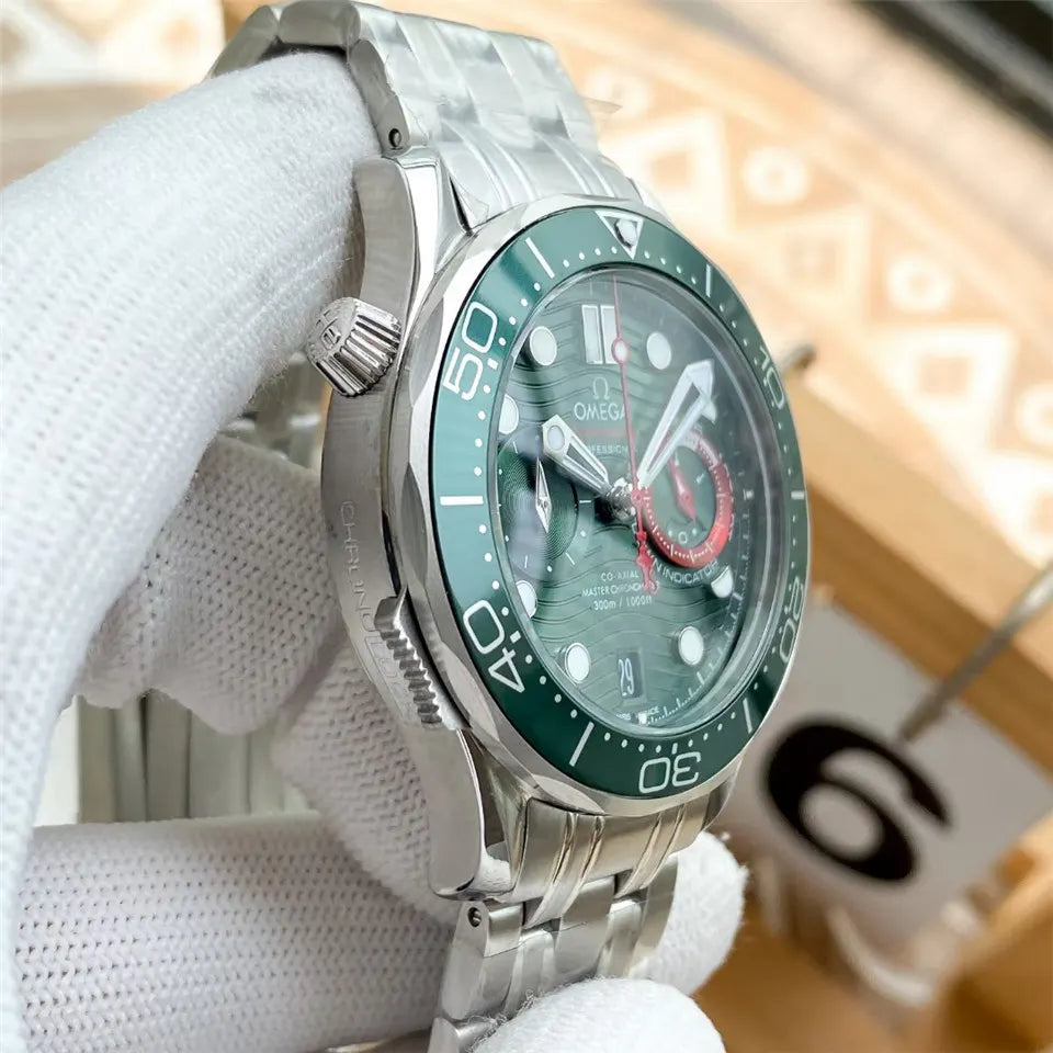 Omega Green Chronograph Steel - Hình 2