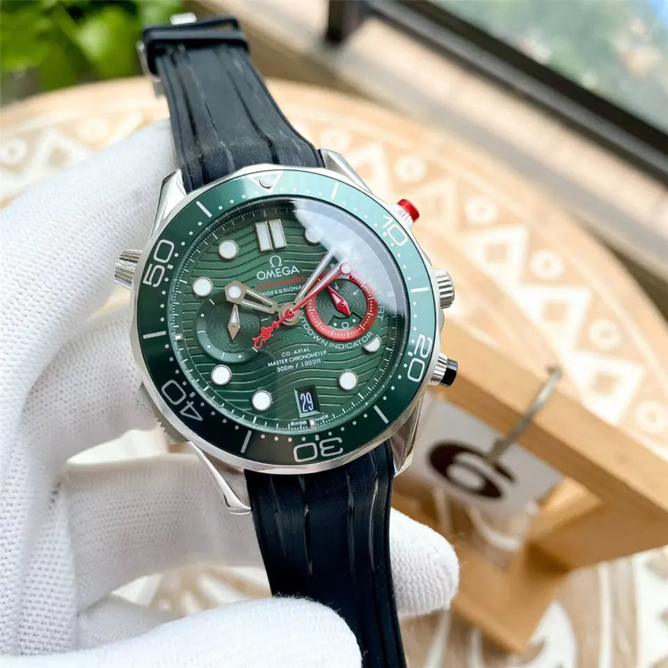 Omega Green Dial Rubber Strap
