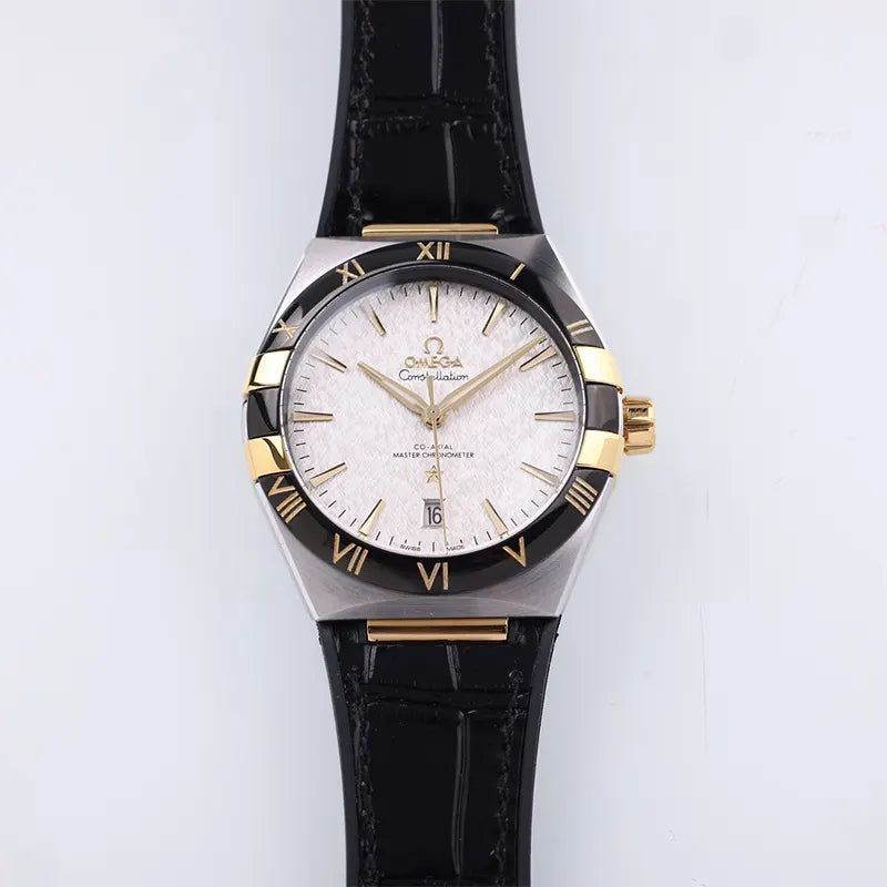 Omega Black Bezel Silver Dial