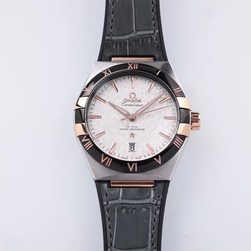 Omega Constellation Silver Dial Grey Leather