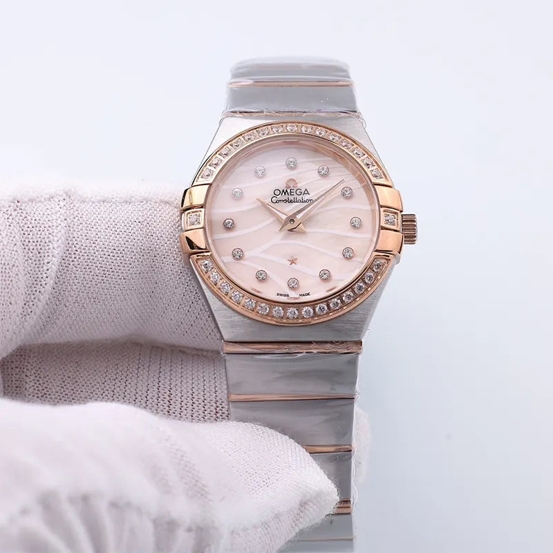 Omega Diamond Bezel Pearl Dial