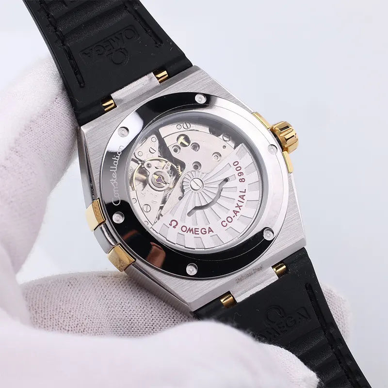 Omega Black Leather Silver Rose Gold - Hình 2