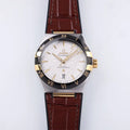 constellation Omega Silver Dial Leather Watch